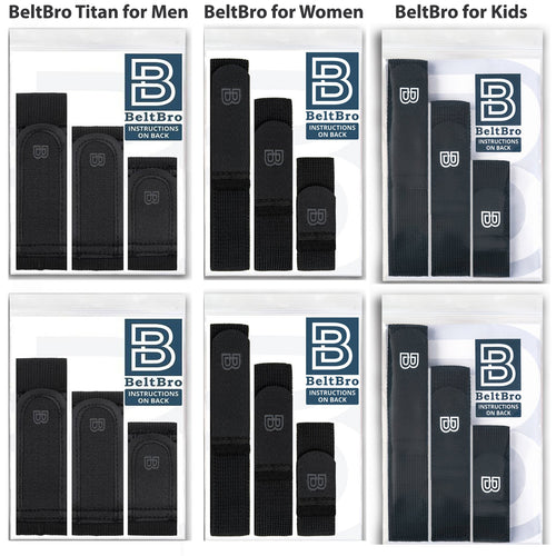 Gift Set 6-Pack (Includes 2 BeltBro Titan for Men, 2 BeltBro Original,  & 2 BeltBro for Kids)